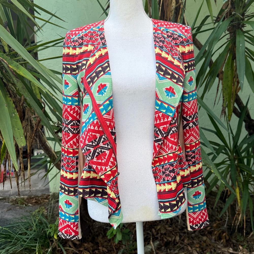 Red Aztec Light Shirt Jacket - Picture 1 of 10